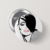 Modern zwart-wit vrouwenportret minimalistisch  ronde button 5,7 cm (Voorkant /achterkant)