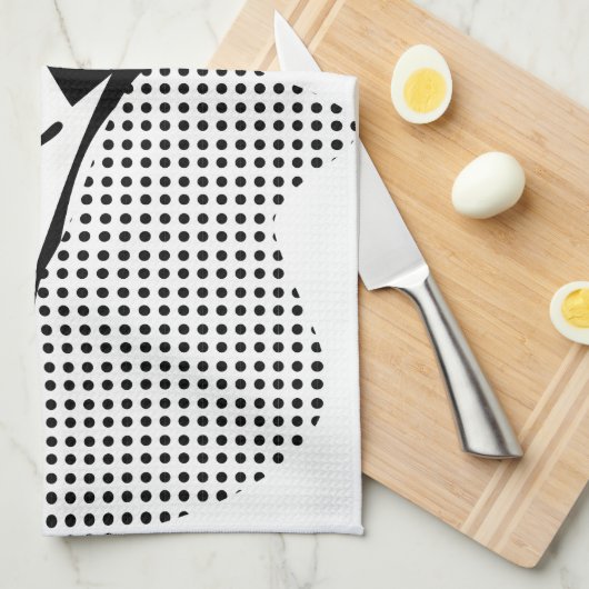 Modern zwart-wit vrouwenportret minimalistisch theedoek (Quarter Fold)