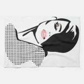 Modern zwart-wit vrouwenportret minimalistisch theedoek (Horizontaal)