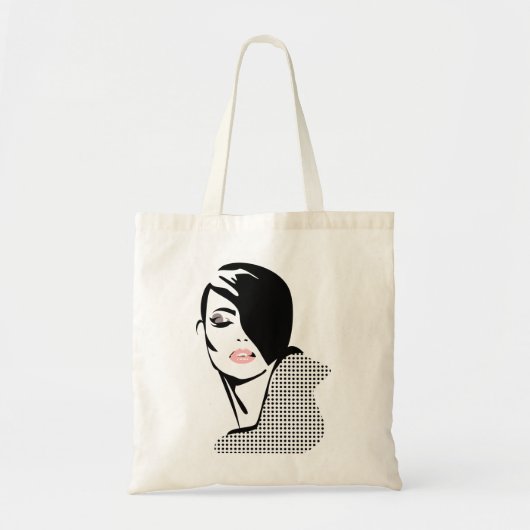 Modern zwart-wit vrouwenportret minimalistisch tote bag (Voorkant)