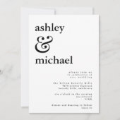 MODERN ZWART & WIT Waterverf Ampersand Bruiloft Kaart (Voorkant)