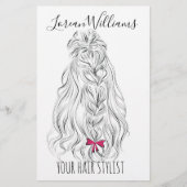 Modern Zwart Wit Wavy Haar Roze Bow Hairstyling Flyer (Voorkant)