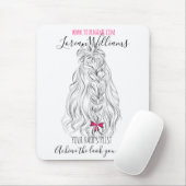 Modern Zwart Wit Wavy Haar Roze Bow Hairstyling Muismat (Met muis)