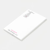 Modern Zwart Wit Wavy Haar Roze Bow Hairstyling Post-it® Notes (Schuin)