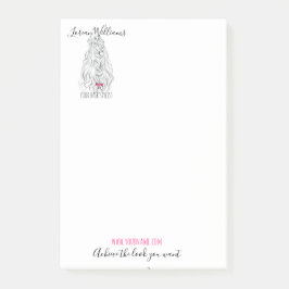 Modern Zwart Wit Wavy Haar Roze Bow Hairstyling Post-it® Notes