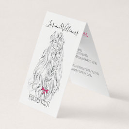 Modern Zwart Wit Wavy Haar Roze Bow Hairstyling Visitekaartje