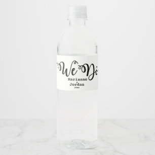 Modern, Zwart & Wit "We Do" Waterfles Etiket