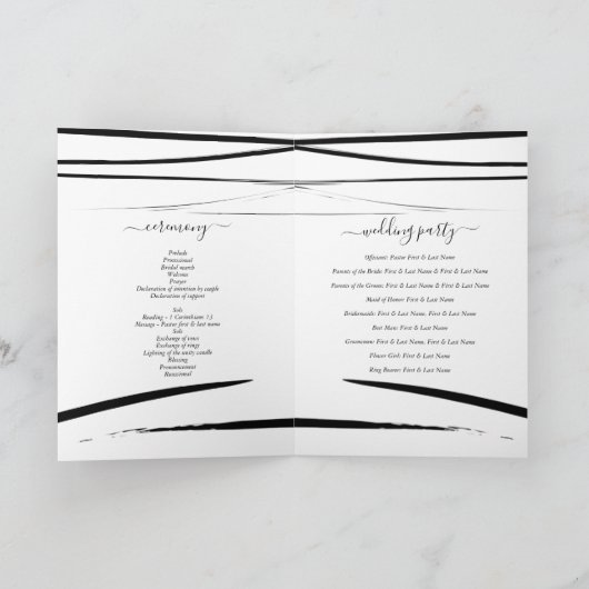 Modern Zwart Wit Wedding Orde van Service Programma (Binnen)