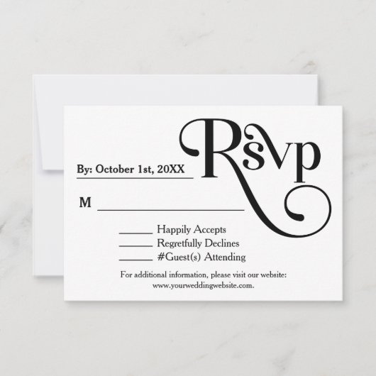 Modern Zwart & Wit "Wees onze Gast" Bruiloft RSVP (Voorkant)