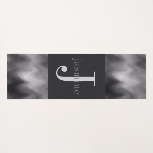 Modern zwart-wit wervelmonogram yogamat (Achterkant (horizontaal))