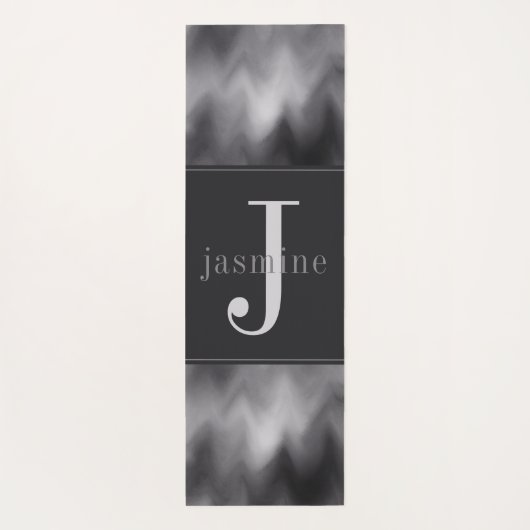 Modern zwart-wit wervelmonogram yogamat (Achterkant)