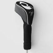 Modern Zwart-wit Wild Fox Monogram Initiaal Golfheadcover (Schuin)