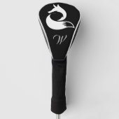 Modern Zwart-wit Wild Fox Monogram Initiaal Golfheadcover (Voorkant)