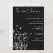 Modern Zwart & Wit Wildflower Vrijgezellenfeest Kaart (Voorkant)
