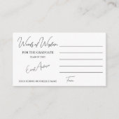 Modern Zwart-wit Woorden van Wijsheid Afstuderen Informatiekaartje (Voorkant)