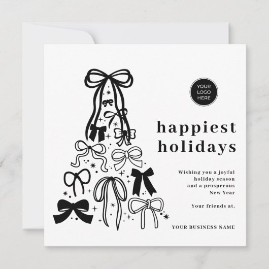 Modern Zwart Wit Zakelijke vakantie Kaart (Voorkant)