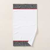 Modern zwart-wit zebra patroon met rode streep bad handdoek (Handdoek)