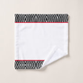 Modern zwart-wit zebra patroon met rode streep bad handdoek (Wasdoekje)