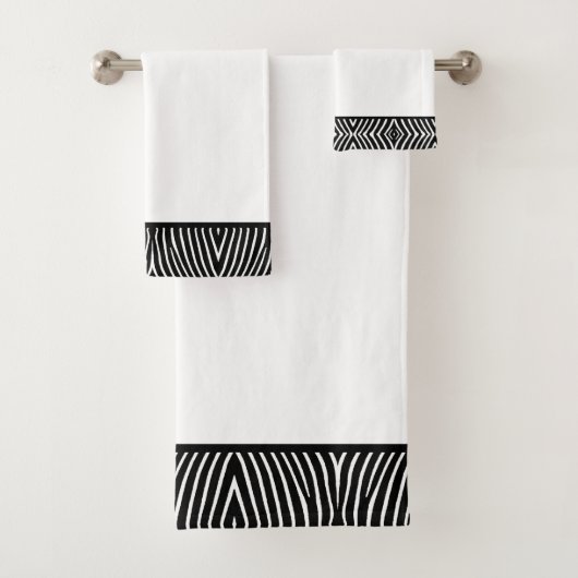 Modern zwart-wit Zebra Pattern op White Bad Handdoek (Insitu)