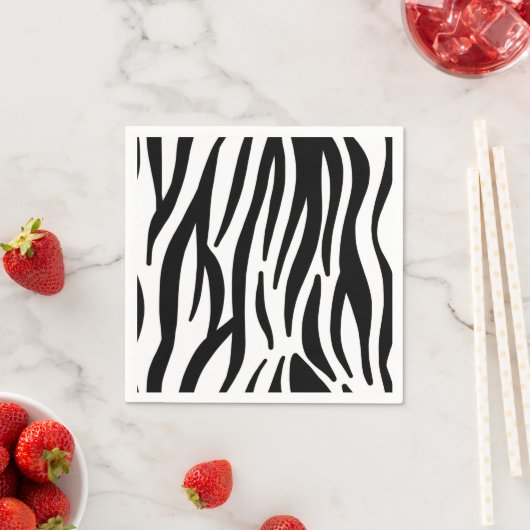 Modern zwart-wit zebra strepen patroon servetten (Insitu)