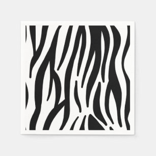 Modern zwart-wit zebra strepen patroon servetten