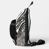 Modern Zwart Wit Zebra Stripe Print Naam Initiaal Sling Bag (Rechts)