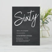 Modern Zwart-wit Zestig 60ste Verjaardagsfeest Kaart (Staand voorkant)