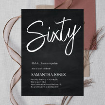 Modern Zwart-wit Zestig 60ste Verjaardagsfeest