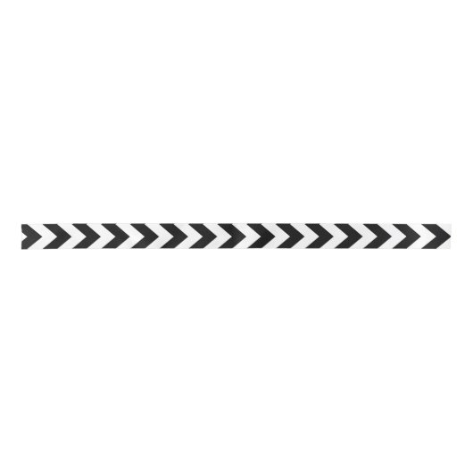 Modern Zwart-wit Zigzag Chevron Patroon Satijnen Lint (Voorkant)