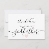 Modern zwart wit zijn mijn peetvader doop kaart (Voorkant)