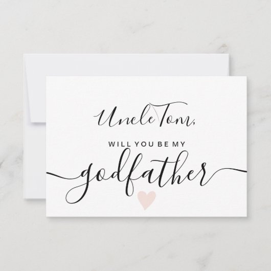 Modern zwart wit zijn mijn peetvader doop kaart (Voorkant)