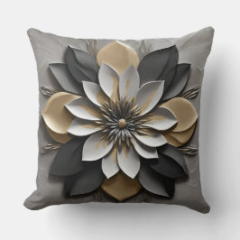 Modern zwart wit zilver en goud kussen