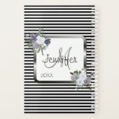Modern zwart wit zilver Monogram Personaliseren Planner (Achterkant)