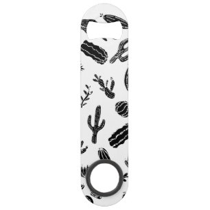 Modern zwart-wit, zuinig cactus patroon speed flessenopener