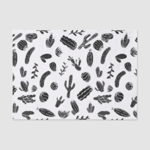 Modern zwart-wit, zuinig cactus patroon tissuepapier