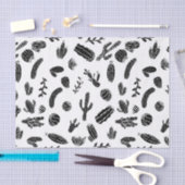 Modern zwart-wit, zuinig cactus patroon tissuepapier (Craft)