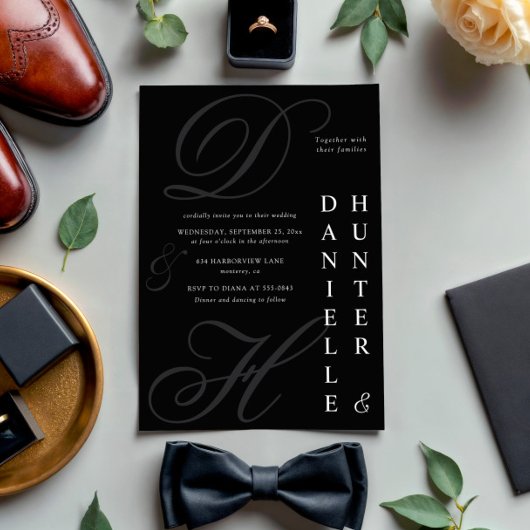 Modern zwart-wit zwart-wit bruiloft kaart