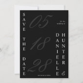 Modern zwart-wit zwart-wit bruiloft save the date (Voorkant)