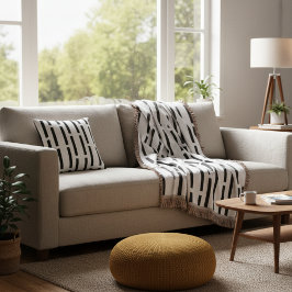 Modern zwart-wit zwart-wit matrix gestreept rond kussen