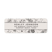 Modern zwart-wit zwart-witadres etiket (Voorkant)