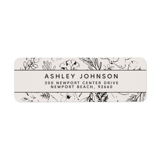 Modern zwart-wit zwart-witadres etiket (Voorkant)