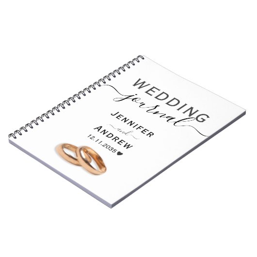 Modern zwart-witscript huwelijk notitieboek (Linkerzijde)