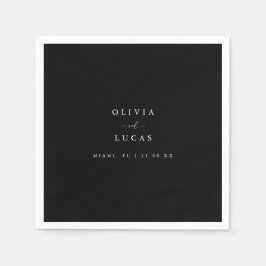 Modern zwart-witscript huwelijk servet