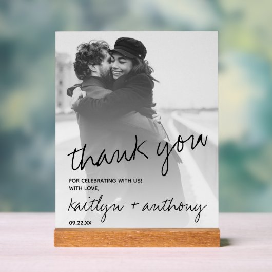 Modern zwart-witscript minimalistisch huwelijk acryl bord (Neutraal)