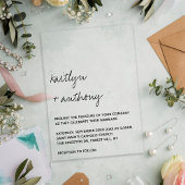 Modern zwart-witscript minimalistisch huwelijk acryl uitnodigingen