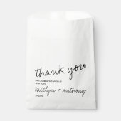 Modern zwart-witscript minimalistisch huwelijk bedankzakje (Voorkant)