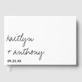 Modern zwart-witscript minimalistisch huwelijk gastenboek (Voorkant)