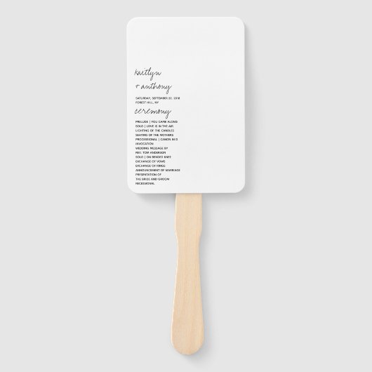 Modern zwart-witscript minimalistisch huwelijk handwaaier (Voorkant)