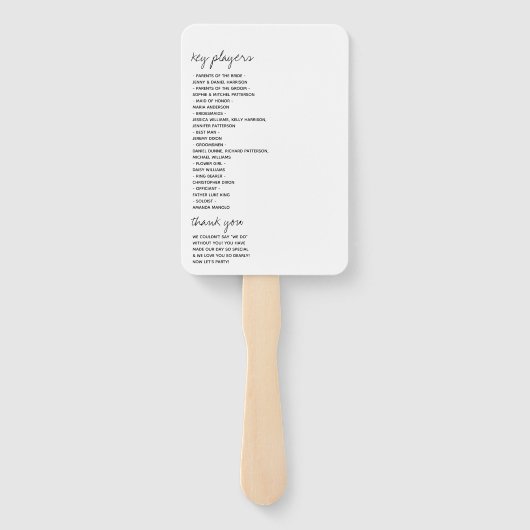 Modern zwart-witscript minimalistisch huwelijk handwaaier (Achterkant)