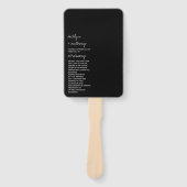Modern zwart-witscript minimalistisch huwelijk handwaaier (Voorkant)